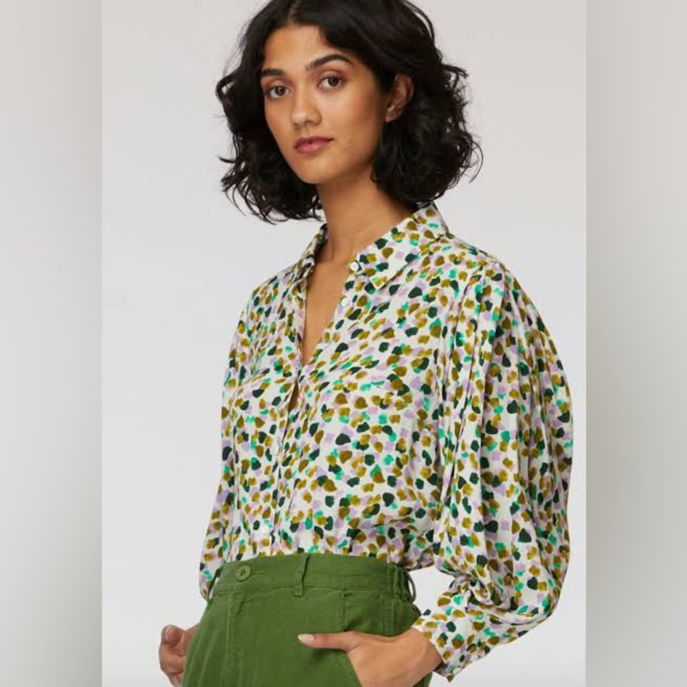 Gorman green confetti blouse, size 6 but would fit size 8, classy, elegant, fun! - Picture 1 of 5